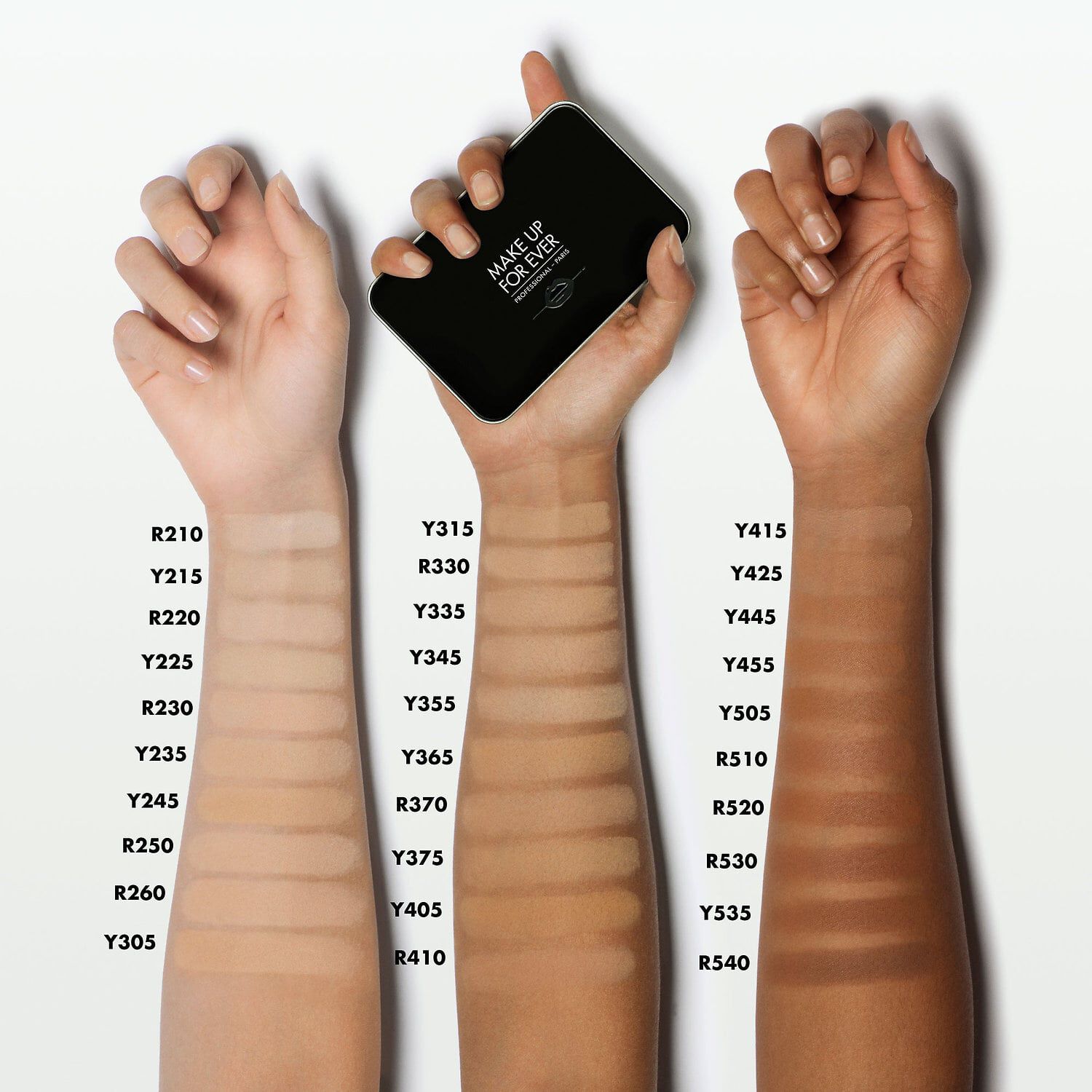 make up for ever matte velvet skin swatches